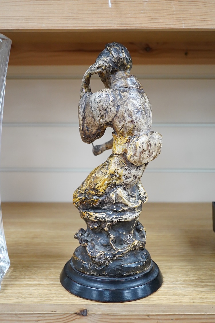 A 1930s Gilbert Bayes painted plaster figure of a Chinese woman, signed, 31cm high